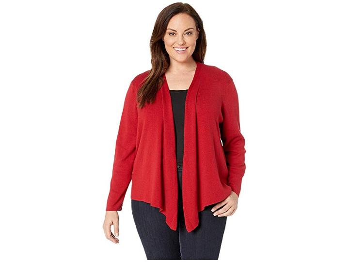 Nic+zoe Plus Size Four-way Cardy Heavierweight (ruby) Women's Sweater