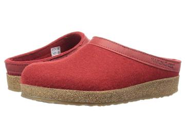 Haflinger Gzl Leather Trim Grizzly (ruby Red) Clog Shoes