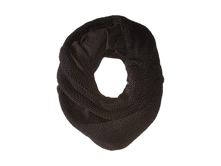 Plush Fleece-lined Chunky Knit Neck Warmer (black) Scarves