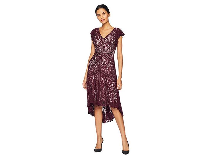 Taylor Lace Flutter Sleeve Dress (burgundy) Women's Dress