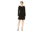 Michael Michael Kors Long Sleeve Shirred Skirt Dresss (black/gold) Women's Dress