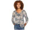 Nally & Millie V-neck Long Sleeve Abstract Floral Top (multi) Women's Clothing