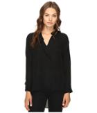 Heather Long Sleeve Silk Collared Blouse (black) Women's Clothing