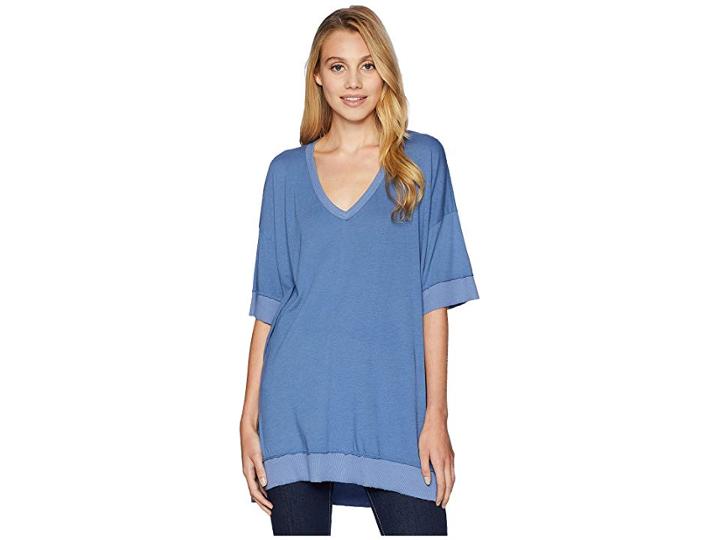 Michael Stars Ultra Jersey V-neck Tunic (indigo) Women's Blouse