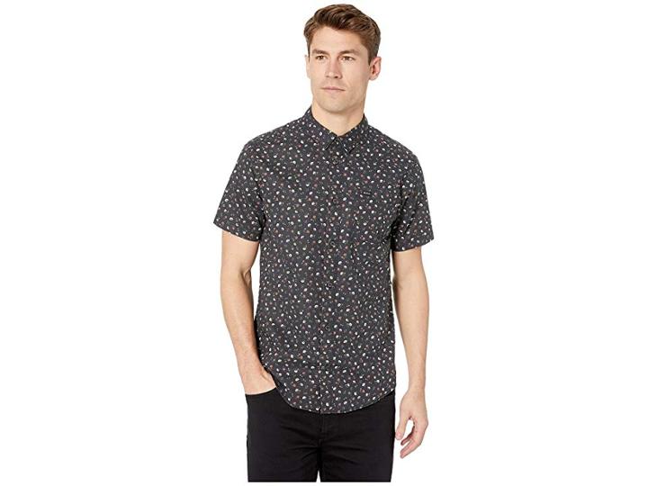 Rvca Folk Short Sleeve Woven (rvca Black) Men's Clothing