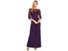 Adrianna Papell Lace And Draped Jersey Gown (aubergine) Women's Dress
