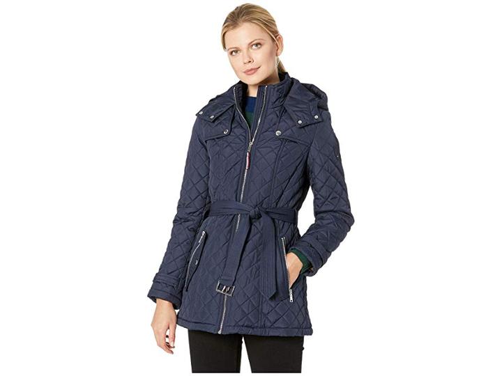 Tommy Hilfiger Belted Quilted Coat (navy) Women's Coat