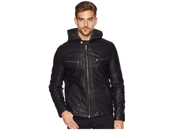 Marc New York By Andrew Marc Moto W/ Removable Fleece Bib/hood (black) Men's Coat