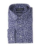 Nick Graham Floral Print Stretch Shirt (navy) Men's Long Sleeve Button Up