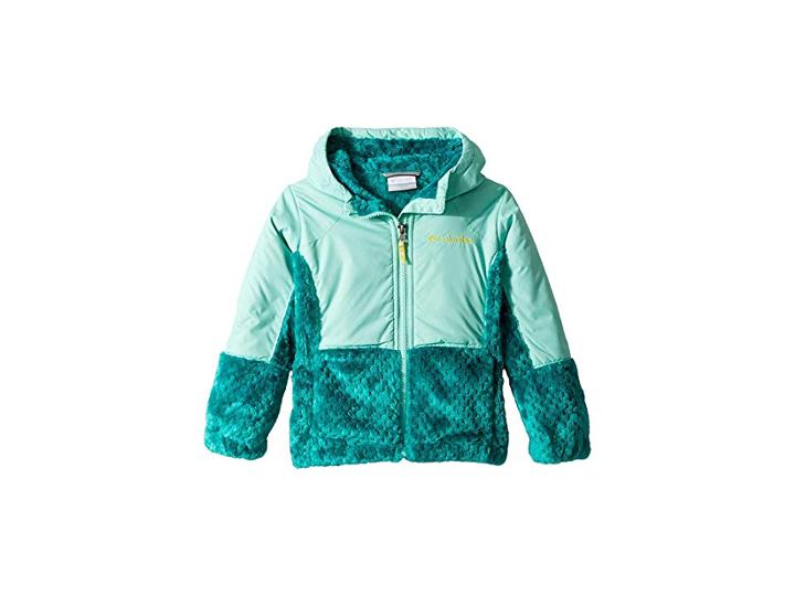 Columbia Kids Fluffy Fleecetm Hybrid Full Zip (little Kids/big Kids) (emerald/pixie) Girl's Fleece