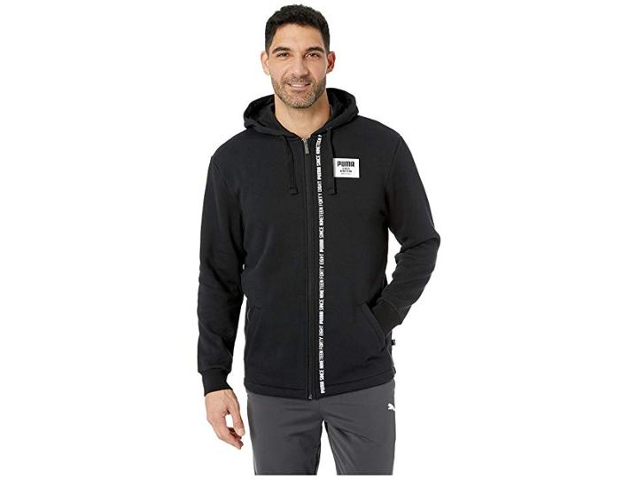 Puma Rebel Block Full Zip Hoodie Fleece (cotton Black) Men's Sweatshirt