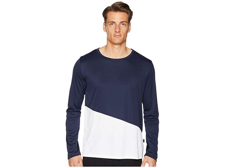 Onia Color Block Long Sleeve Swim Tee (deep Navy/white) Men's Swimwear