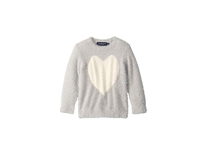 Toobydoo Adora Fuzzy Sweater (toddler/little Kids/big Kids) (grey Heart) Girl's Sweater