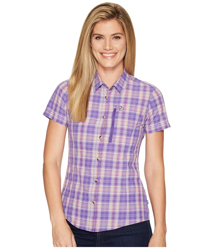 Fjallraven Abisko Hike Shirt Short Sleeve (purple) Women's Short Sleeve Button Up