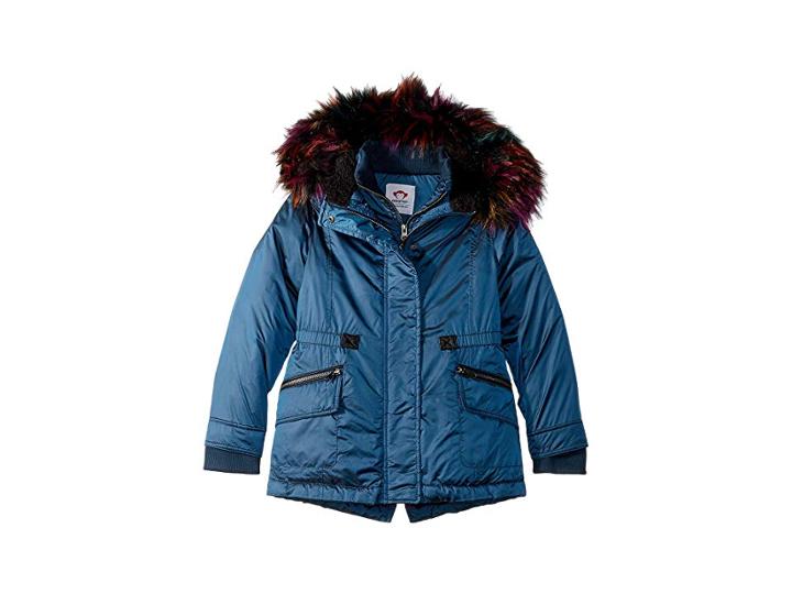 Appaman Kids Extra Soft Lined Middie Puffer Coat Faux Fur Hood (toddler/little Kids/big Kids) (permafrost) Girl's Coat