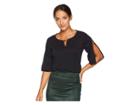 Calvin Klein Slit Sleeve W/ Hardware Top (black) Women's Clothing