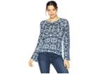 Lucky Brand Damask Pullover Sweater (blue Multi) Women's Sweater