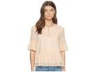 1.state Sheered Ruffle Blouse W/ Keyhole (peach Cloud) Women's Blouse