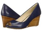 Cole Haan Sadie Open Toe Wedge 65mm (marine Blue Leather) Women's Wedge Shoes