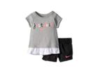 Nike Kids Just Do It Peplum Top And Shorts Set (toddler) (black) Girl's Active Sets