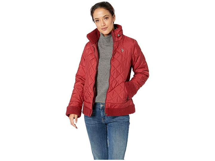 U.s. Polo Assn. Moto Puffer (pinot Noir) Women's Coat