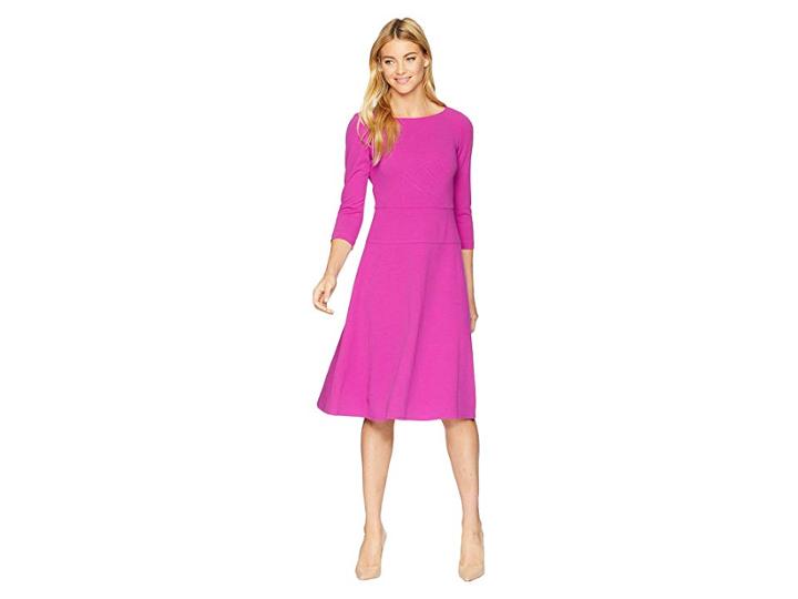 Donna Morgan Midi Fit And Flare With 3/4 Sleeve (orchid) Women's Dress