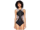 Next By Athena Boot Camp Making Moves Zip One-piece (black) Women's Swimsuits One Piece