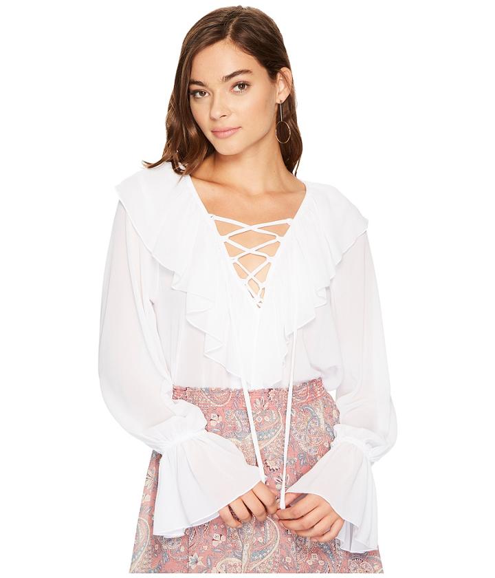 Show Me Your Mumu Elton Top (white Chiffon) Women's Clothing