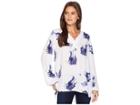 Fdj French Dressing Jeans Crinkle Blossom Print Popover Long Sleeve Blouse (indigo) Women's Blouse