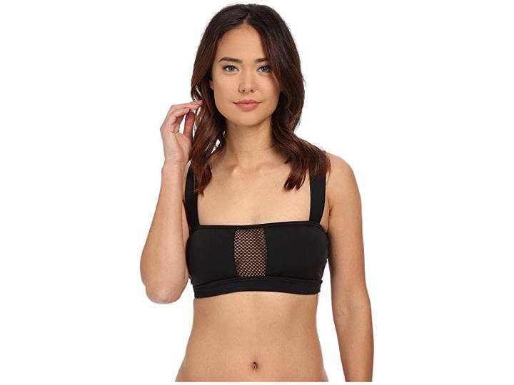 Dkny Mesh Effect Mesh Splice Bikini Top (black) Women's Swimwear