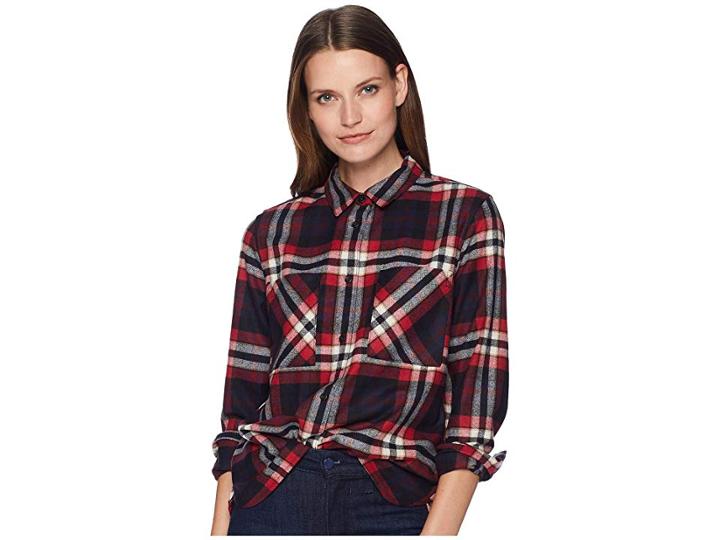 Pendleton Piper Cropped Wool Shirt (red/black Plaid) Women's Clothing
