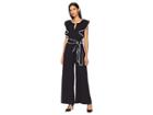 Taylor Contrast Piped Ruffle Sleeve Jumpsuit (black/ivory) Women's Jumpsuit & Rompers One Piece