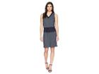 Kenneth Cole New York Mixed Media Drawstring Waist Dress (yarn-dyed Indigo Stripe) Women's Dress