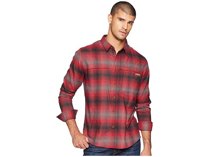 Quiksilver Waterman Thermo Hyper Flannel Long Sleeve Shirt (rio Red) Men's Clothing