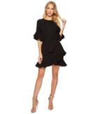 1.state Asymmetrical Ruffled Edge Wrap Dress (rich Black) Women's Dress
