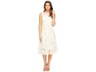Adrianna Papell Printed Organza Fit And Flare Midi (peach/ivory) Women's Dress