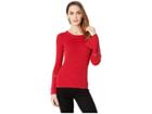 Michael Michael Kors Rib Flare Sleeve Heat Crew (red Currant) Women's Sweater