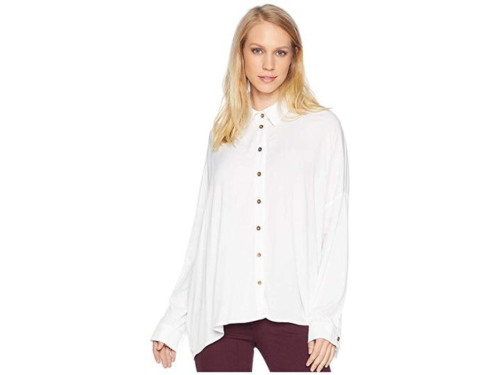 Michael Stars Rylie Rayon Boxy Button Up Shirt (white) Women's Clothing