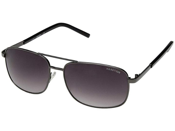 Kenneth Cole Reaction Kc1299 (shiny Gunmetal/gradient Smoke) Fashion Sunglasses