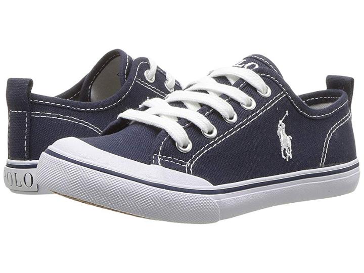 Polo Ralph Lauren Kids Karlen (little Kid) (navy Canvas/white Pony Player) Kid's Shoes