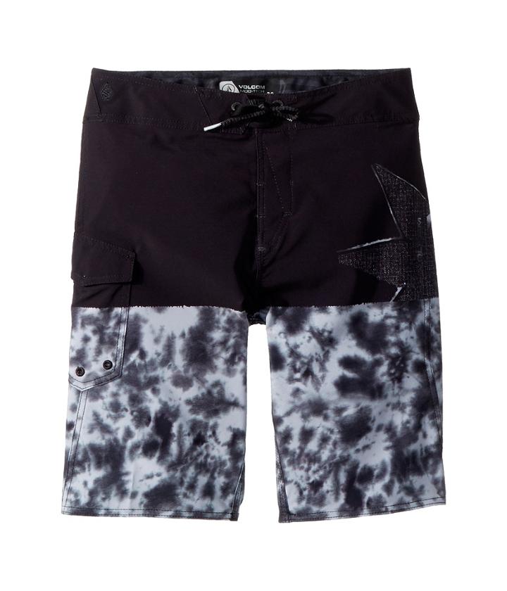Volcom Kids Lido Block Mod Boardshorts (big Kids) (black Combo) Boy's Swimwear