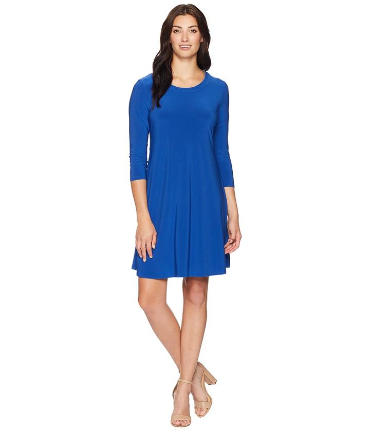 Anne Klein Long Sleeve Fit Flare Shirtdress (cezanne Blue) Women's Dress