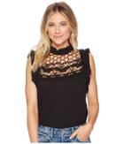 Free People Simply Smiles Crochet Top (black) Women's Sleeveless