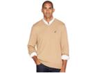 Nautica 12 Gauge Jersey V-neck Sweater (camel Heather) Men's Sweater