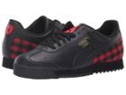 Puma Kids Roma Leather Flannel Jr (big Kid) (puma Black/puma Team Gold/ribbon Red) Kids Shoes