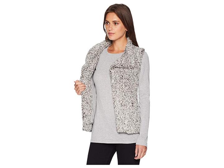Dylan By True Grit Frosty Tipped Pile Cozy Vest With Knit Lining (charcoal) Women's Vest