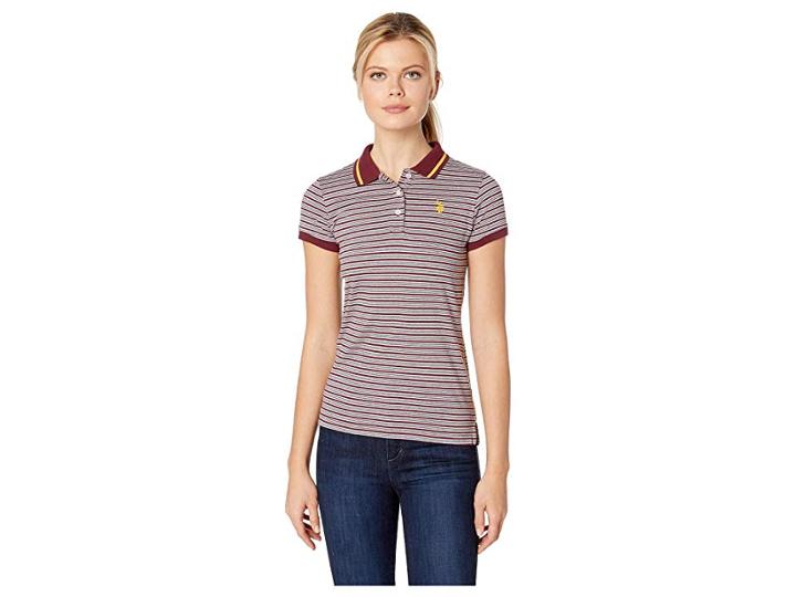 U.s. Polo Assn. Stripe Polo (pinot Noir) Women's Clothing