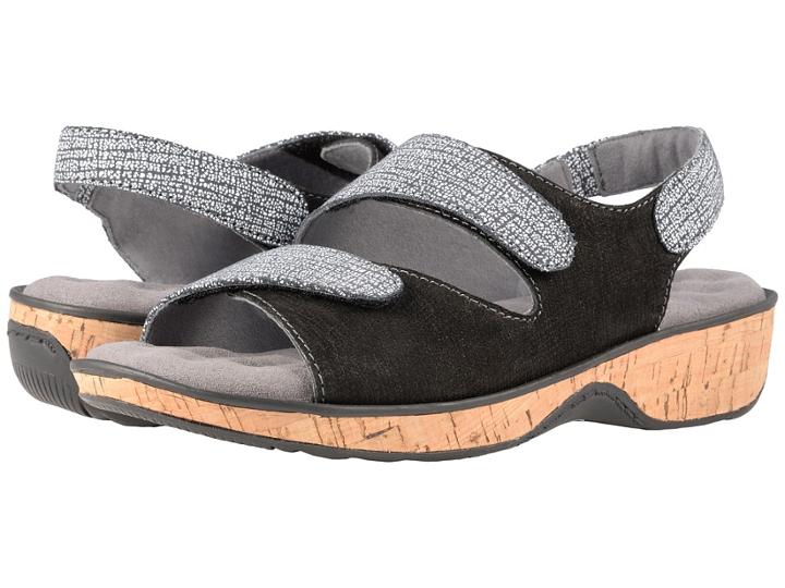 Softwalk Bolivia (black Embossed Leather) Women's Sandals
