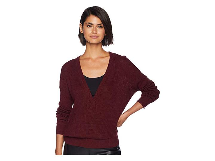 Splendid Cashmere Blend Surplice Sweater (ruby) Women's Sweater