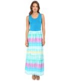 Calvin Klein Maxi Dress W/ Chiffon Bottom (grass Combo) Women's Dress